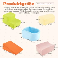5-teiliges Kletter- & Krabbelspielset weiche Kletterblöcke mit Bällebad (ohne Bälle) maschinenwaschbaren Bezüge Bunt