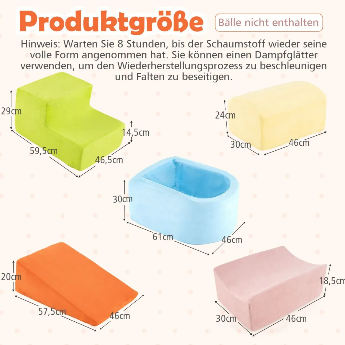 5-teiliges Kletter- & Krabbelspielset weiche Kletterblöcke mit Bällebad (ohne Bälle) maschinenwaschbaren Bezüge Bunt