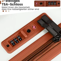 3-teiliges Kofferset Hartschalen Kofferset mit TSA-Schloss Teleskop-Aluminiumgriff & 4 Rollen Weiß