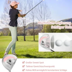 9-teiliges Komplettes Golfschlägerset für Rechtshändig Spielende Damen mit Schlägerhauben