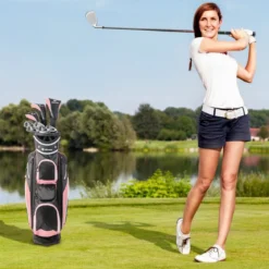 9-teiliges Komplettes Golfschlägerset für Rechtshändig Spielende Damen mit Schlägerhauben