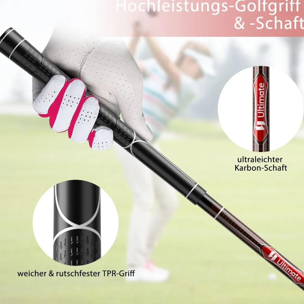 9-teiliges Komplettes Golfschlägerset für Rechtshändig Spielende Damen mit Schlägerhauben