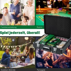 600-teiliges Poker Chip Set 14 Gramm Claytec Chips mit Tragetasche Schwarz
