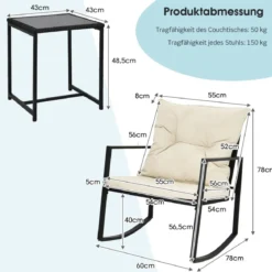 3-Teiliges Schaukel-Bistro-Set Outdoor-Geflechtmöbel-Set Beige