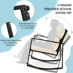 3-Teiliges Schaukel-Bistro-Set Outdoor-Geflechtmöbel-Set Beige