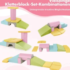 10-teiliges Schaumstoff-Kletterspielzeug für Kleinkinder weiche Schaumstoff-Bausteine aus Kunstleder Bunt