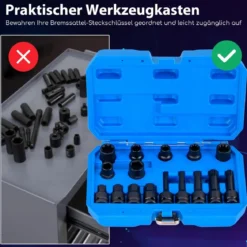 16 Teiliges Steckschlüsselsatz aus Stahl mit Kasten & 1/2” Antriebs Schlüssel Steckschlüssel Set