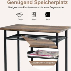3-teiliges Tisch- und Stuhl-Set Tisch mit 2 Hockern Vintage-Möbelset Kaffee