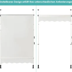 Teleskop-Markise Sonnenschutz UV-abweisende wasserdichte Markise 150 x 120 cm Beige