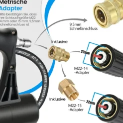 Teleskopstab für Hochdruckreiniger 550 cm Verlängerungsstab Set mit 5 Sprühdüsen Teleskop-Hochdruckreiniger