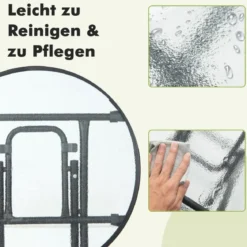 Terrassen-Esstisch Runder Glastisch mit Tischplatte aus Gehärtetem Glas 46,5 x 46,5 x 47,5 cm Schwarz