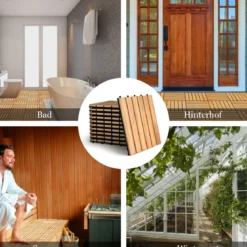 Terrassenfliesen aus Akazienholz Indoor und Outdoor Bodenbelag 30 x 30 x 2,5 cm Braun