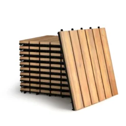 Terrassenfliesen aus Akazienholz Indoor und Outdoor Bodenbelag 30 x 30 x 2,5 cm Braun