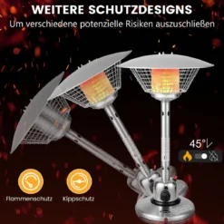 Terrassenheizer für Tischplatte mit 4000 W Heizleistung & Überhitzungsschutz Tischheizer Silber