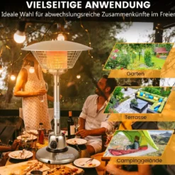 Terrassenheizer für Tischplatte mit 4000 W Heizleistung & Überhitzungsschutz Tischheizer Silber