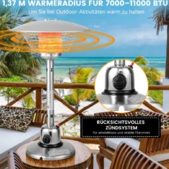 Terrassenheizer für Tischplatte mit 4000 W Heizleistung & Überhitzungsschutz Tischheizer Silber