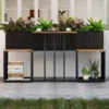 Terrassenmöbel-Set mit erhöhtem Gartenbeet PE-Rattan Gartenpflanztisch mit integrierten Stühlen Schwarz