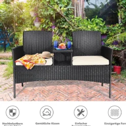 Terrassensofa Verschleißfestes Gartenmöbel-Set 138 x 62 x 85 cmWeiß