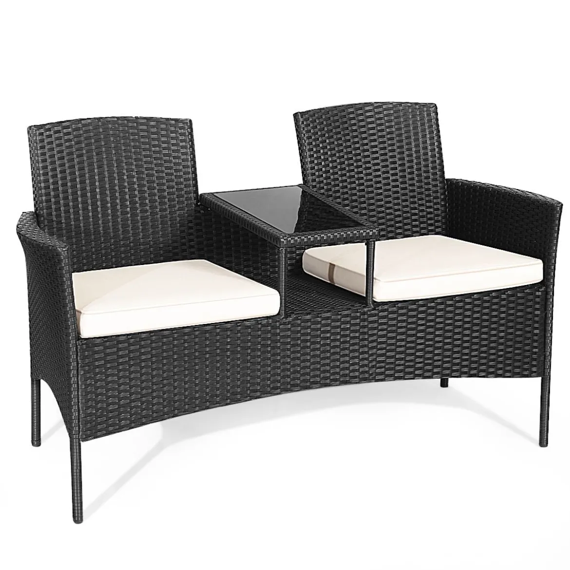 Terrassensofa Verschleißfestes Gartenmöbel-Set 138 x 62 x 85 cmWeiß