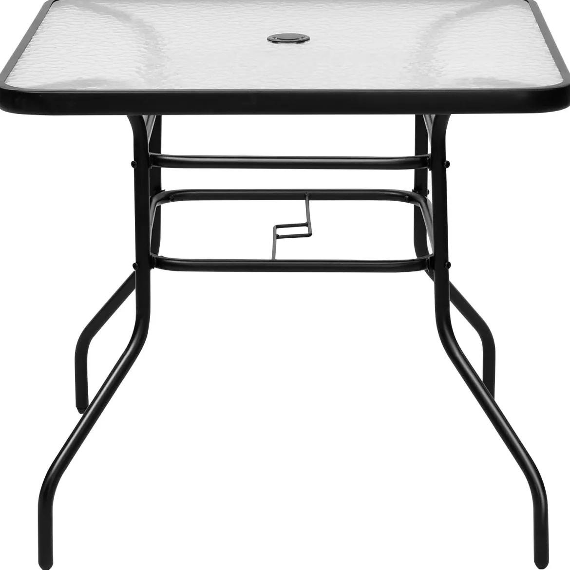 Terrassentisch Rechteckiger Kaffeetisch mit Tischplatte Bistrotisch Gartentisch Glastisch Schwarz