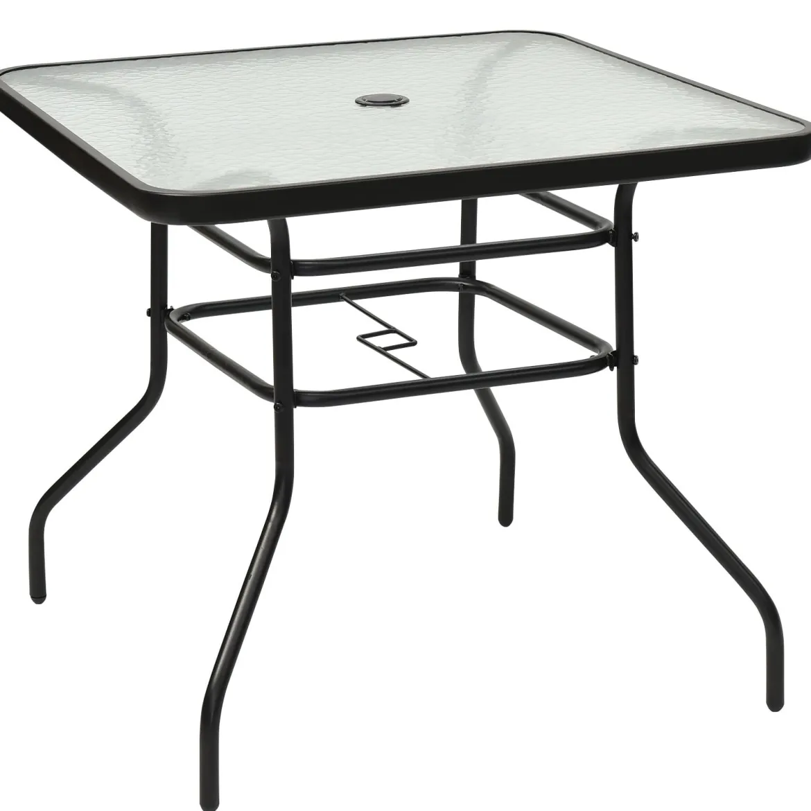 Terrassentisch Rechteckiger Kaffeetisch mit Tischplatte Bistrotisch Gartentisch Glastisch Schwarz