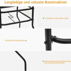 Terrassentisch Rechteckiger Kaffeetisch mit Tischplatte Bistrotisch Gartentisch Glastisch Schwarz