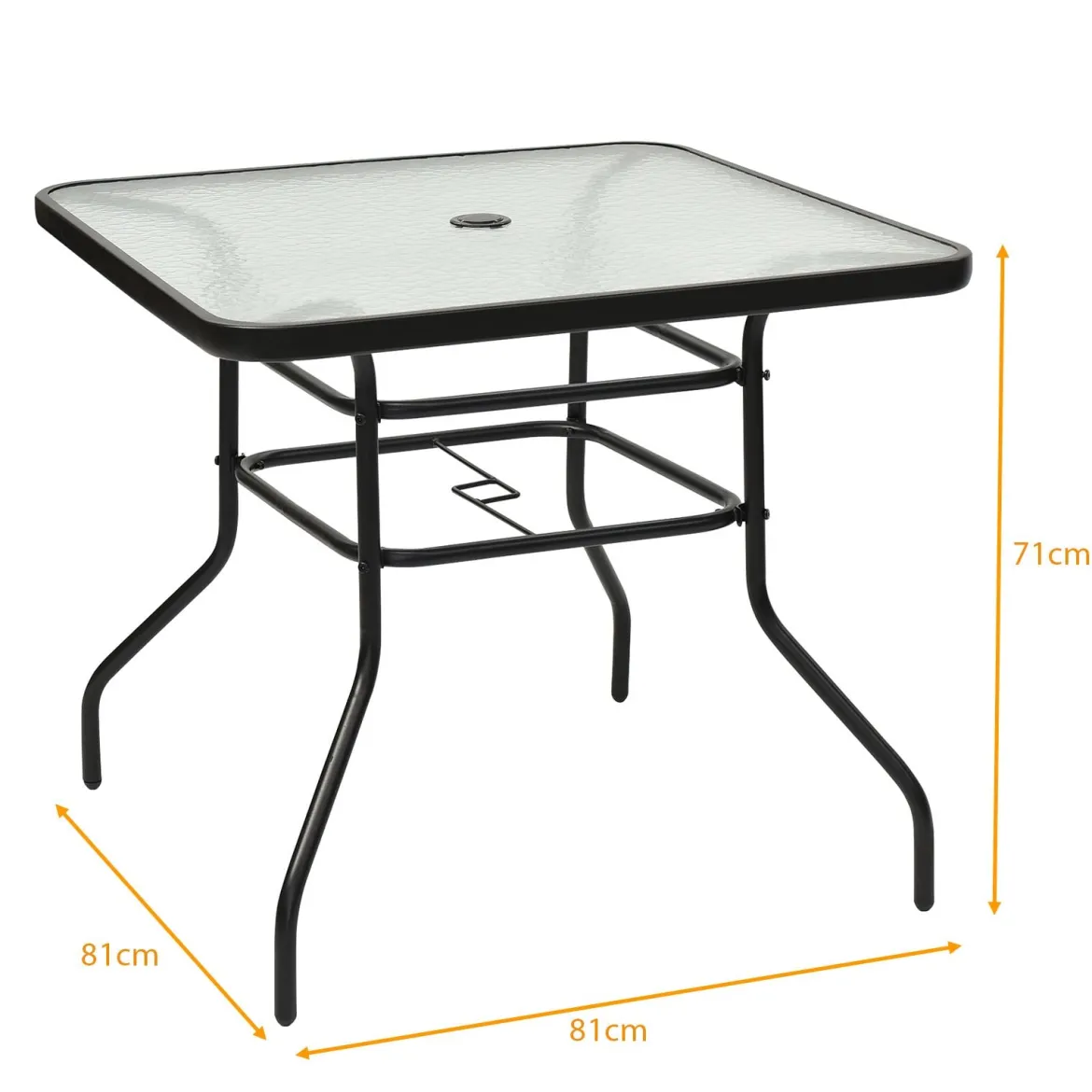Terrassentisch Rechteckiger Kaffeetisch mit Tischplatte Bistrotisch Gartentisch Glastisch Schwarz