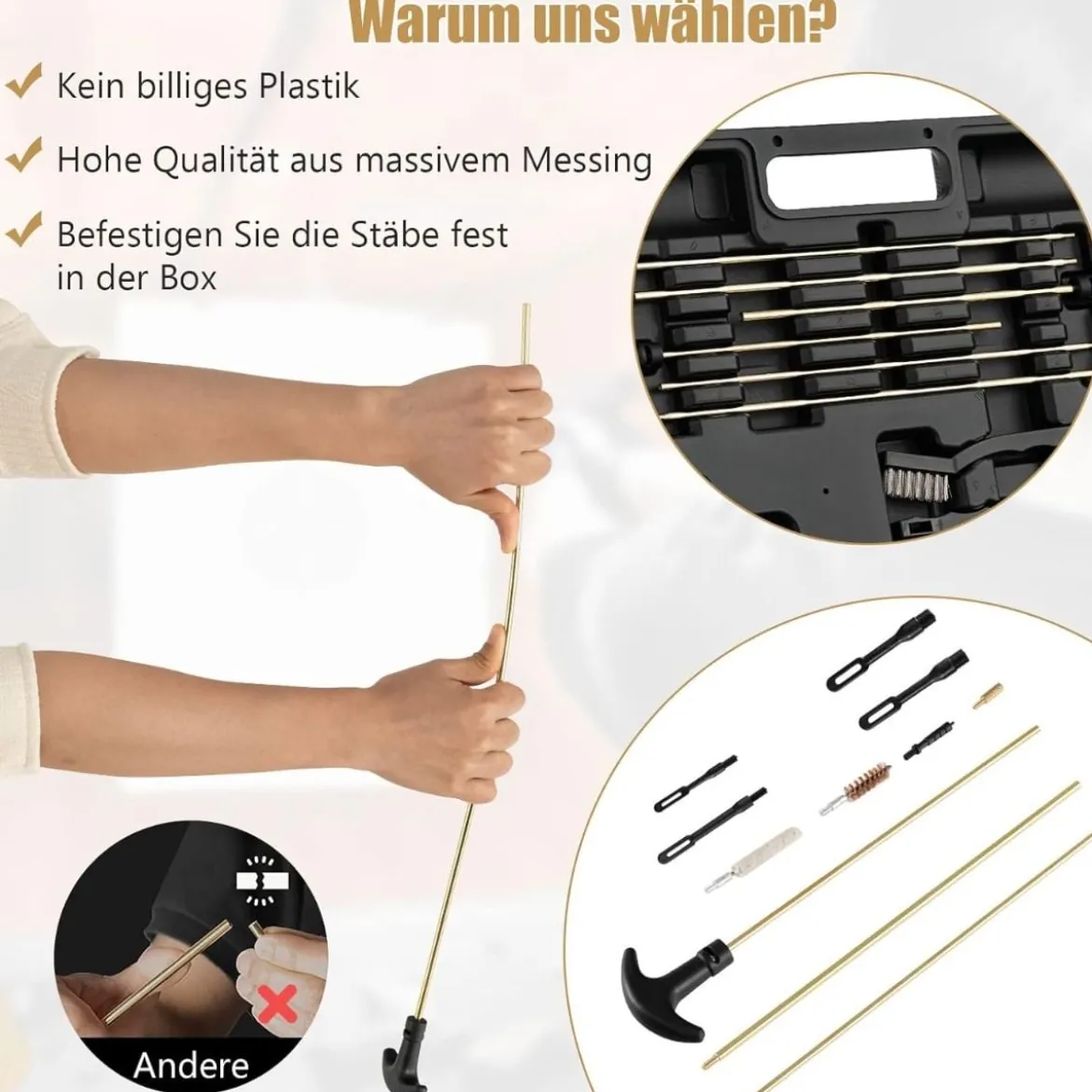 107 tgl. Waffen Reinigungsset Reinigungsgarnitur Waffenpflegeset Waffenreinigung universal Schwarz
