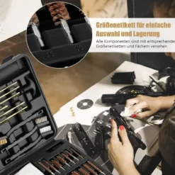 107 tgl. Waffen Reinigungsset Reinigungsgarnitur Waffenpflegeset Waffenreinigung universal Schwarz