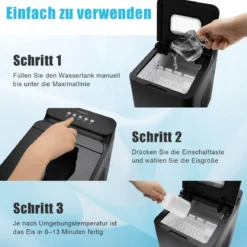 Theken-Eismaschine Eiswürfelmaschine Tisch Eiswürfelzubereiter 22,5 x 32 x 32,5 cm Schwarz