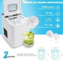 Theken-Eismaschine Eiswürfelmaschine mit Wärmeisolierung 22,5 x 32 x 32,5 cm Weiß