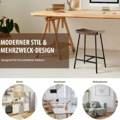 Thekenstühle Sattelsitzhocker mit Verstellbaren Fußpolstern Sitzhöhe 60 cm Braun