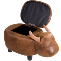 Tierhocker für Kinder Wasserbüffel-Design Kinder Sitzhocker mit Stauraum und Deckel