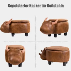 Tierhocker für Kinder Wasserbüffel-Design Kinder Sitzhocker mit Stauraum und Deckel