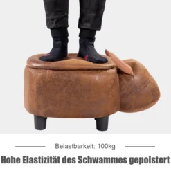 Tierhocker für Kinder Wasserbüffel-Design Kinder Sitzhocker mit Stauraum und Deckel