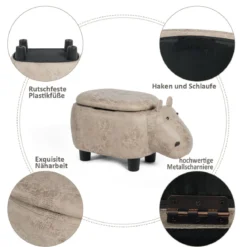 Tierhocker Kinderhocker Sitzhocker mit Stauraum Polsterhocker Sitzbank Aufbewahrungsbox