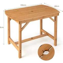 Tisch aus Tannenholz Terrassen-Esstisch 100 x 60,5 x 75 cm Natur
