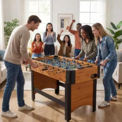 Tischfußball mit 22 Spielern & 2 Bällen & Schiebepunktezählern Fußballspieltisch Natur