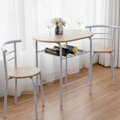 Tischgruppe 3 tlg Minimalismus Design Küche Essgruppe Esszimmergarnitur Natur