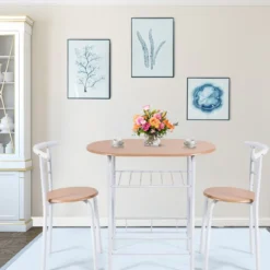 Tischgruppe 3 tlg Minimalismus Design Küche Essgruppe Esszimmergarnitur Natur