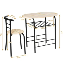 Tischgruppe 3 tlg Minimalismus Design Küche Essgruppe Esszimmergarnitur Schwarz