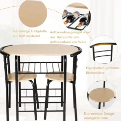 Tischgruppe 3 tlg Minimalismus Design Küche Essgruppe Esszimmergarnitur Schwarz