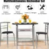 Tischgruppe 3 tlg Minimalismus Design Küche Essgruppe Esszimmergarnitur Silber