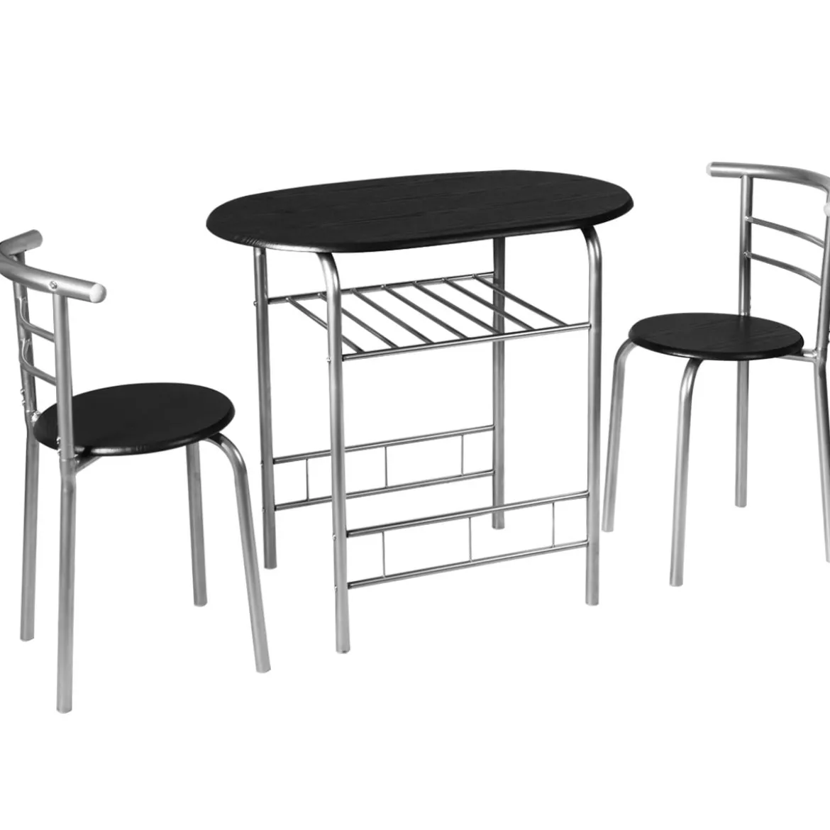 Tischgruppe 3 tlg Minimalismus Design Küche Essgruppe Esszimmergarnitur Silber
