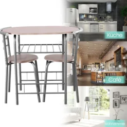 Tischgruppe 3 tlg Minimalismus Design Küche Essgruppe Esszimmergarnitur Grau