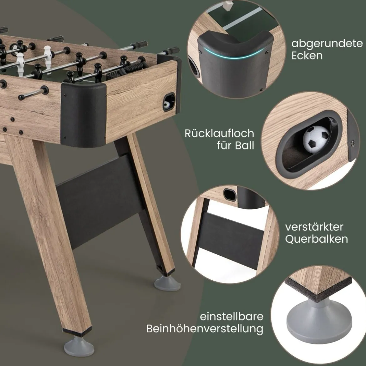 Tischkicker inkl. 2 Bälle & 26 Kicker & 2 Punktezähler Kickertisch Fußballtisch Tischfußball Spieltisch