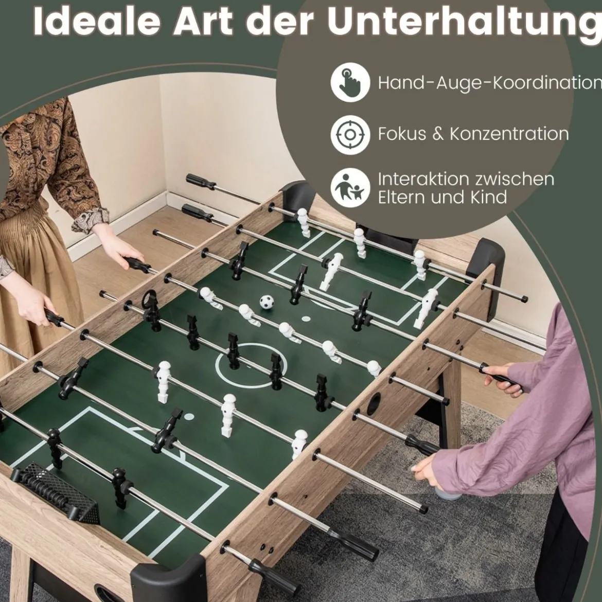 Tischkicker inkl. 2 Bälle & 26 Kicker & 2 Punktezähler Kickertisch Fußballtisch Tischfußball Spieltisch
