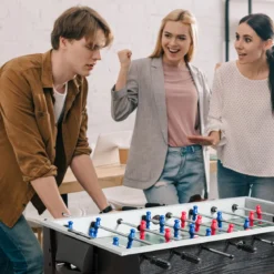 Tischkicker in Wettbewerbsgröße Kickertisch für Erwachsene und Kinder 122 x 61 x 79cm Schwarz