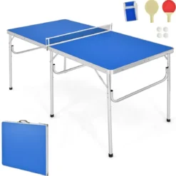 Tischtennisplatte Klappbares Tischtennistisch inkl Schläger, Bälle und Netz Blau 152.4 x 76.2 x 76.2 cm