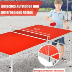 Tischtennisplatte Tischtennis Platte Tischtennistisch klappbar 152,5 x 76 x 76 cm Rot + Silber